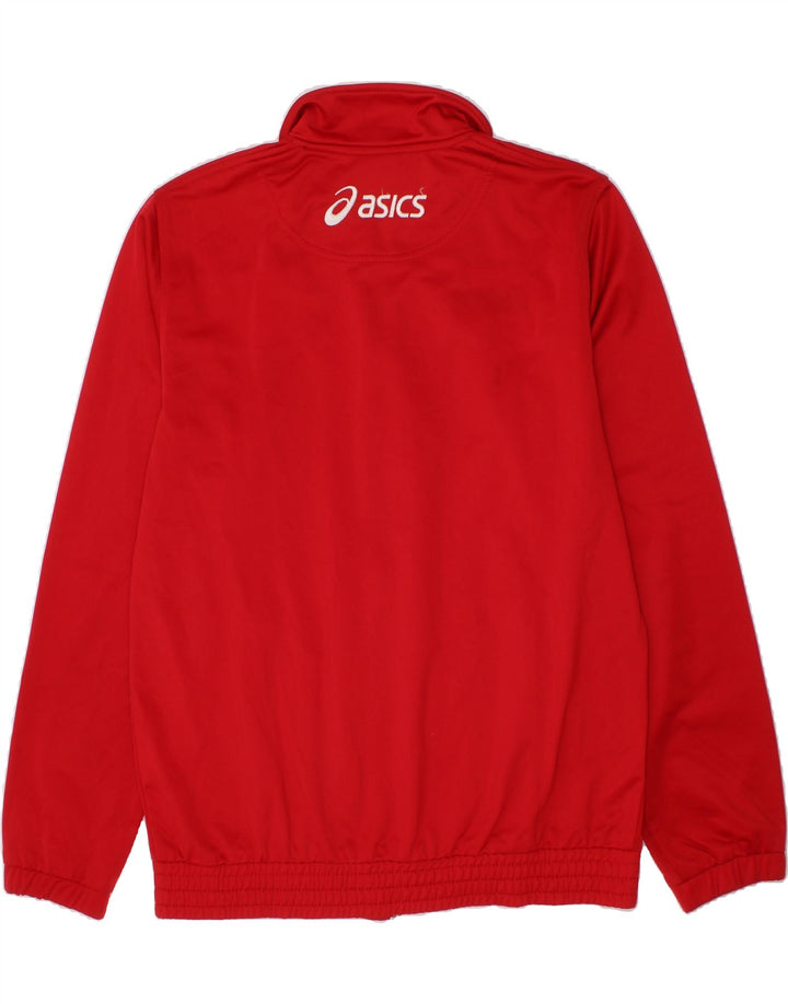 ASICS Boys Tracksuit Top Jacket 13-14 Years Red Colourblock Polyester Vintage Asics and Second-Hand Asics from Messina Hembry 