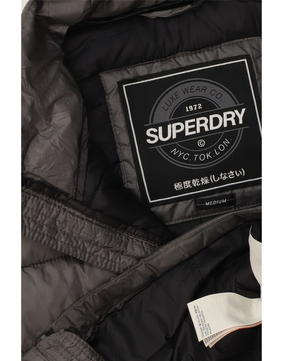 Superdry Damen Ärmellose wattierte Weste UK 14 Mittelgraues Polyester