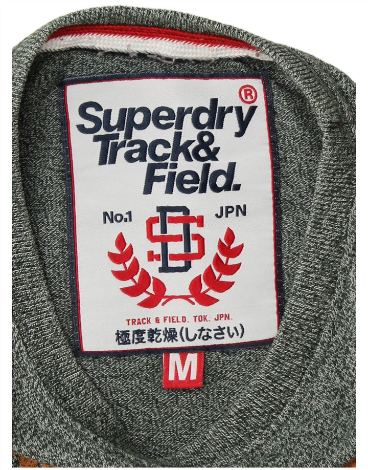 SUPERDRY Herren Grafik-T-Shirt-Oberteil aus mittelgrün gesprenkelter Baumwolle
