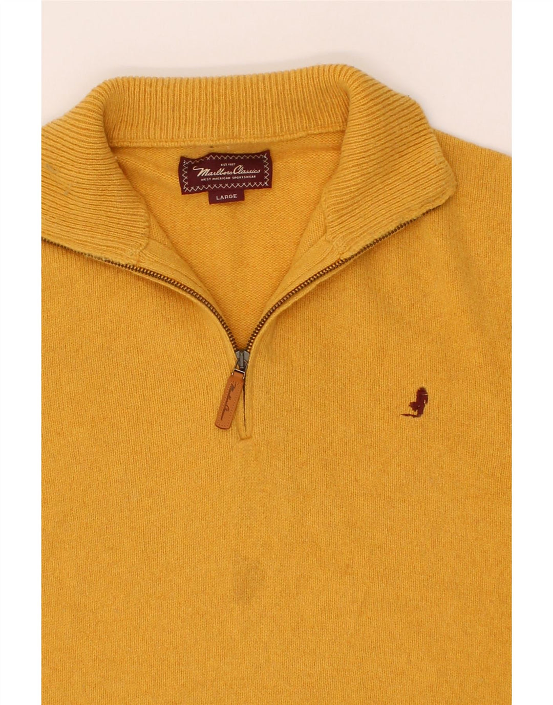 MARLBORO CLASSICS Herren-Pullover mit Reißverschluss am Hals, große gelbe Wolle
