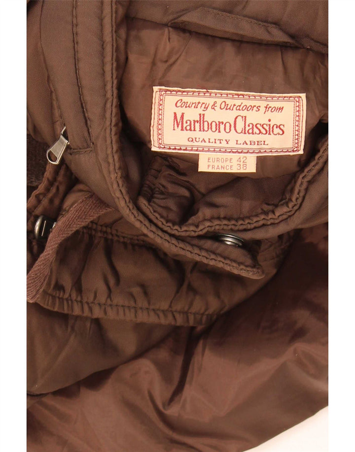 Marlboro Classics Damen-Utility-Jacke mit Kapuze, EU 42, großes braunes Nylon