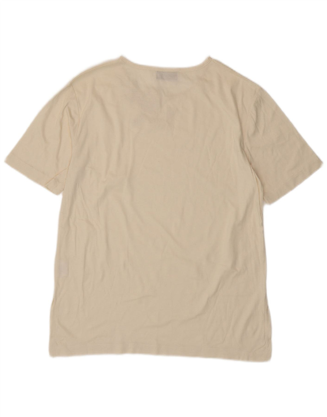 VINTAGE Damen T-Shirt Top EU 38 Medium Off White Floral Cotton