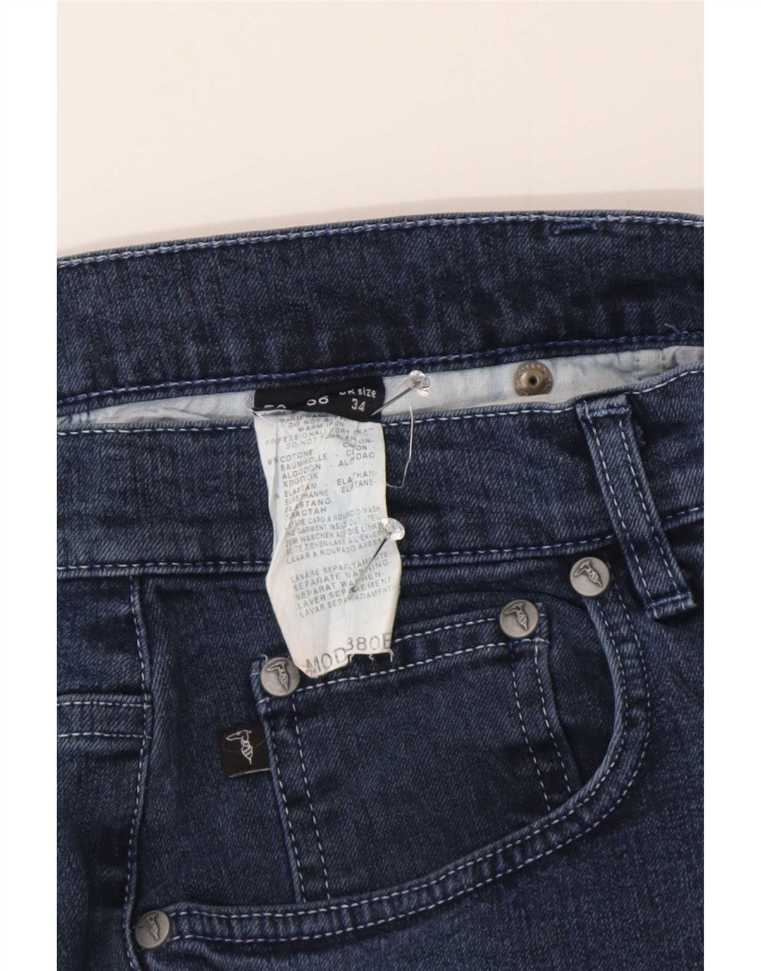 Trussardi Herren Straight Jeans W34 L30 Marineblaue Baumwolle