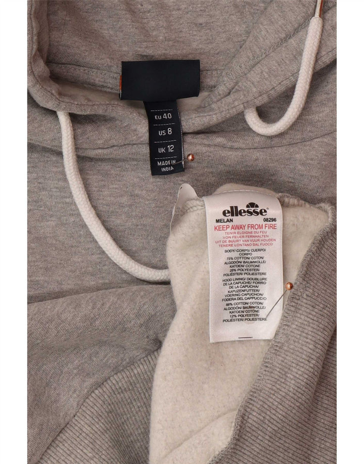 Ellesse Womens Crop Graphic Übergroßer Kapuzenpullover UK 12 Mittelgrau