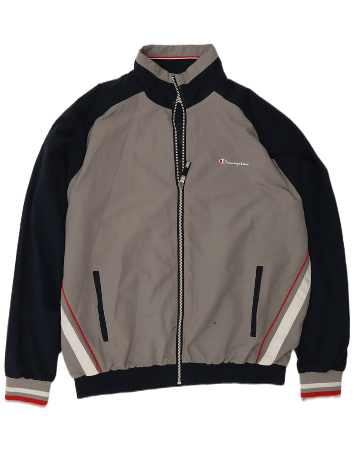 Champion Herren-Trainingsanzugoberteil, XL, graues Colourblock-Polyester