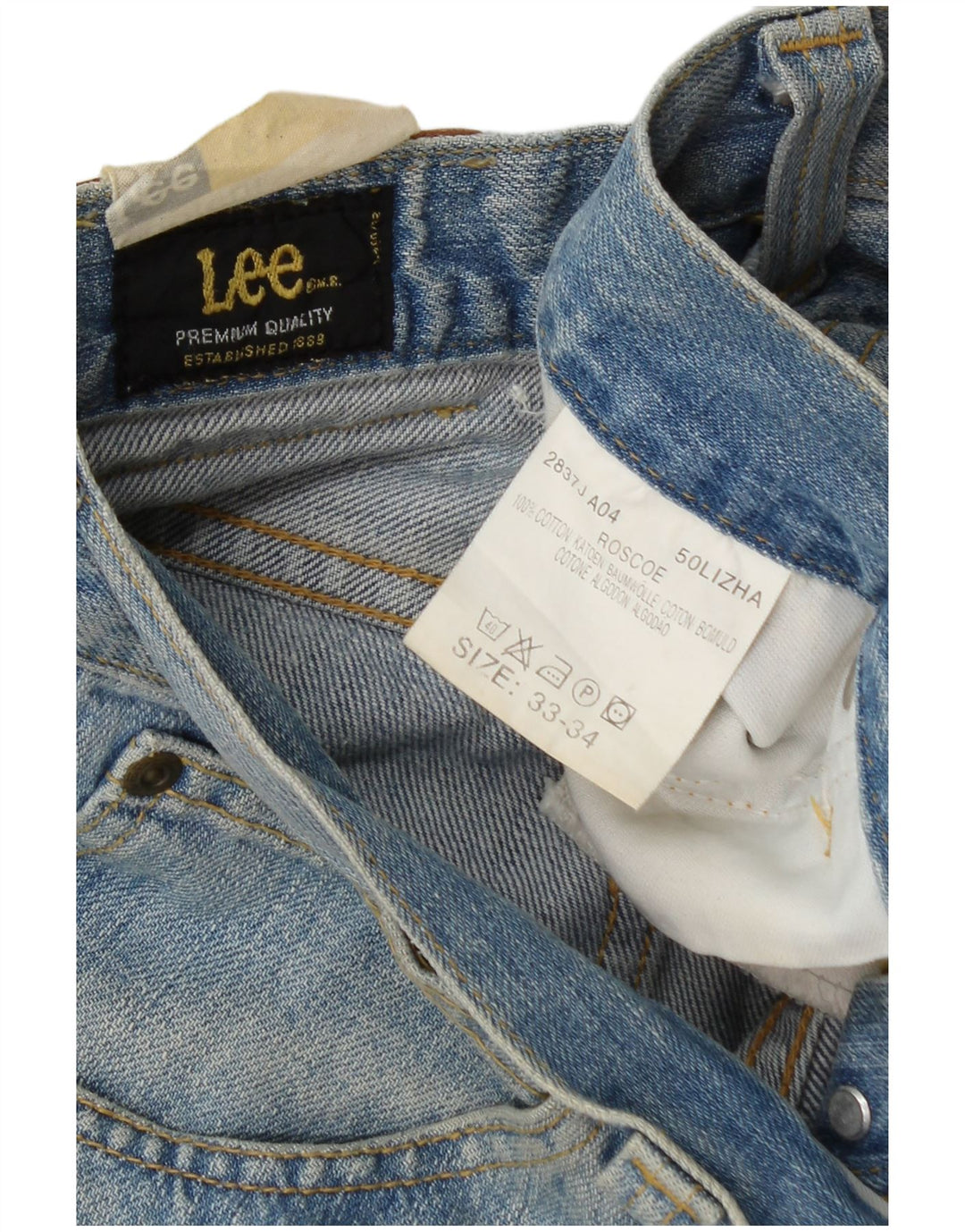 Lee Herren Straight Jeans W33 L34 Blaue Baumwolle