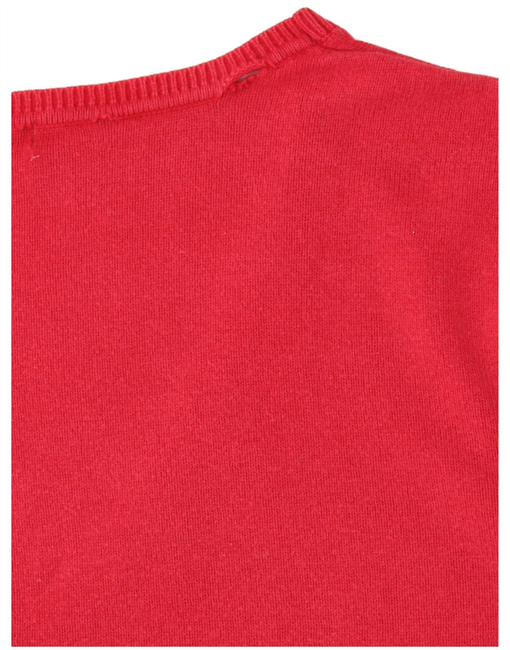 Benetton Damen-Pullover mit V-Ausschnitt, Gr. 12, mittelrot