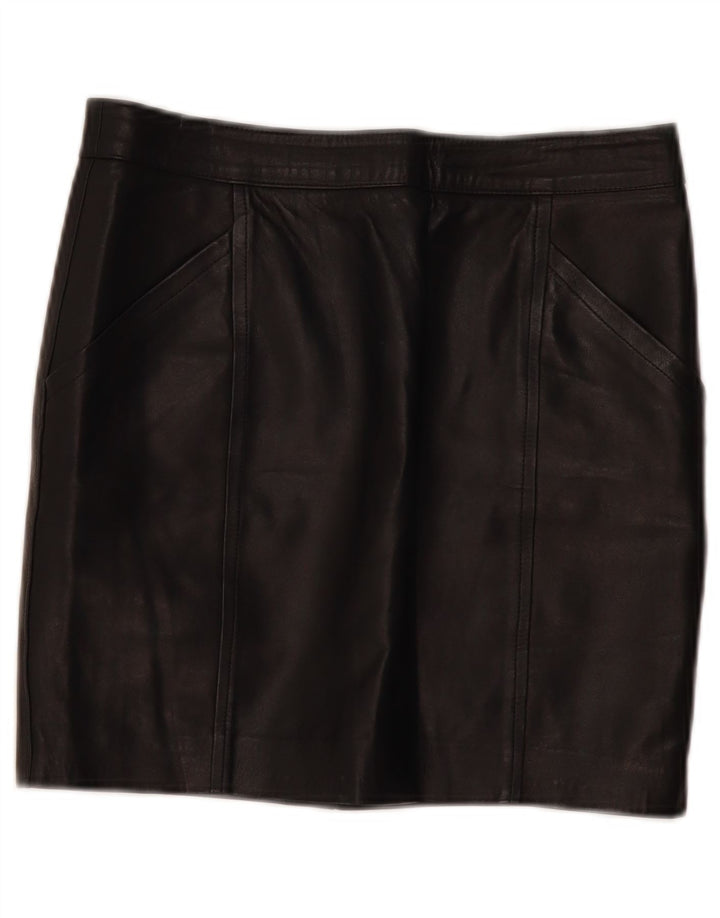 Vintage Damen Mini Lederrock W30 Medium Schwarz