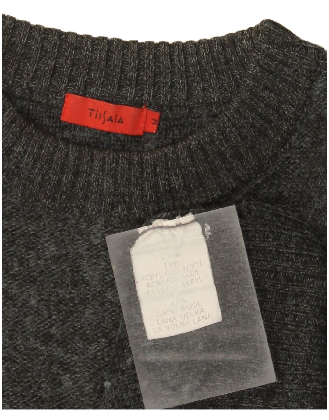 Vintage Herren Pullover mit Rundhalsausschnitt, Mittelgrau, geometrisches Acryl