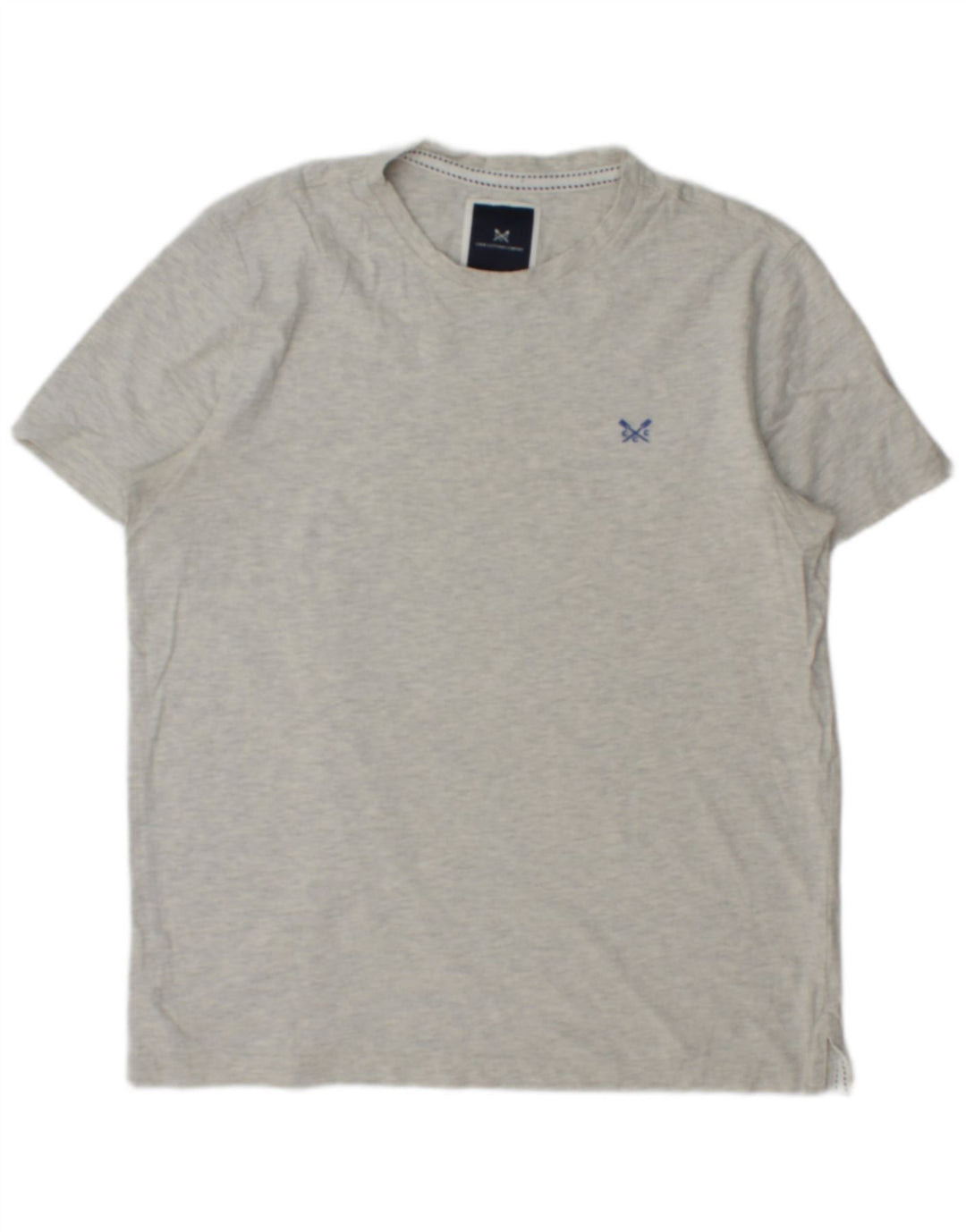CREW CLOTHING Herren-T-Shirt-Oberteil aus mittelgrau gesprenkelter Baumwolle
