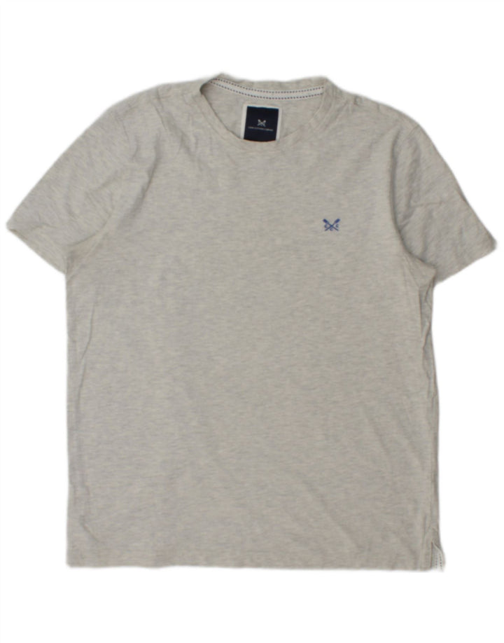 CREW CLOTHING Herren-T-Shirt-Oberteil aus mittelgrau gesprenkelter Baumwolle