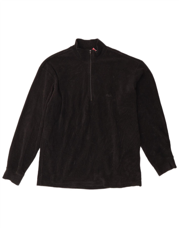 FILA Herren-Fleecepullover mit Reißverschluss, IT 48, mittelschwarz