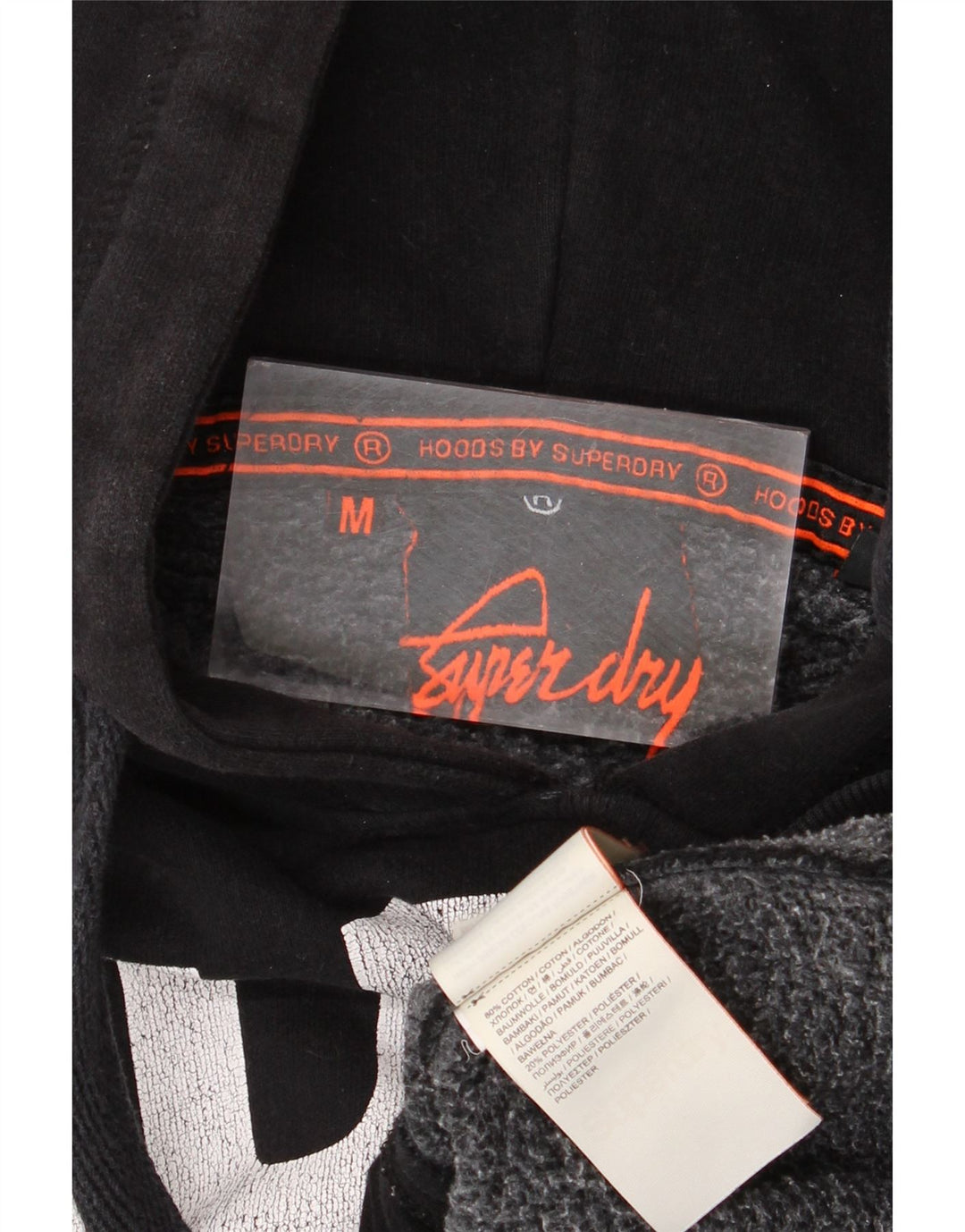 Superdry Herren-Kapuzenpullover mit Grafik, mittelschwarz, Baumwolle