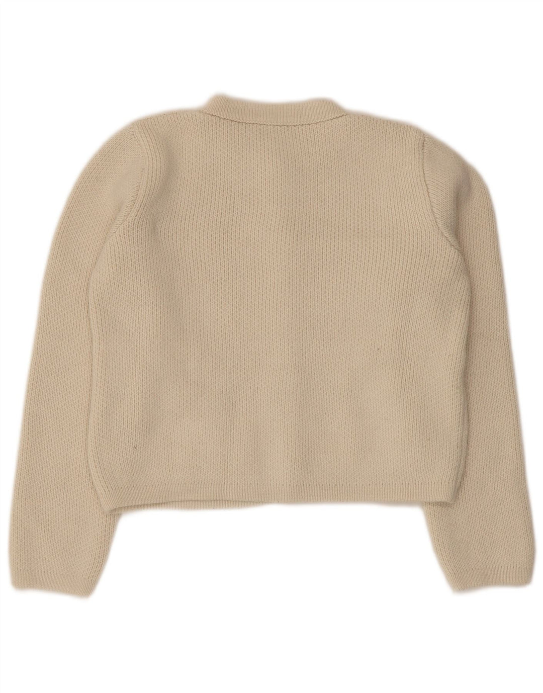 Zara Damen Crop Cardigan Pullover UK 12 Medium Beige Acryl