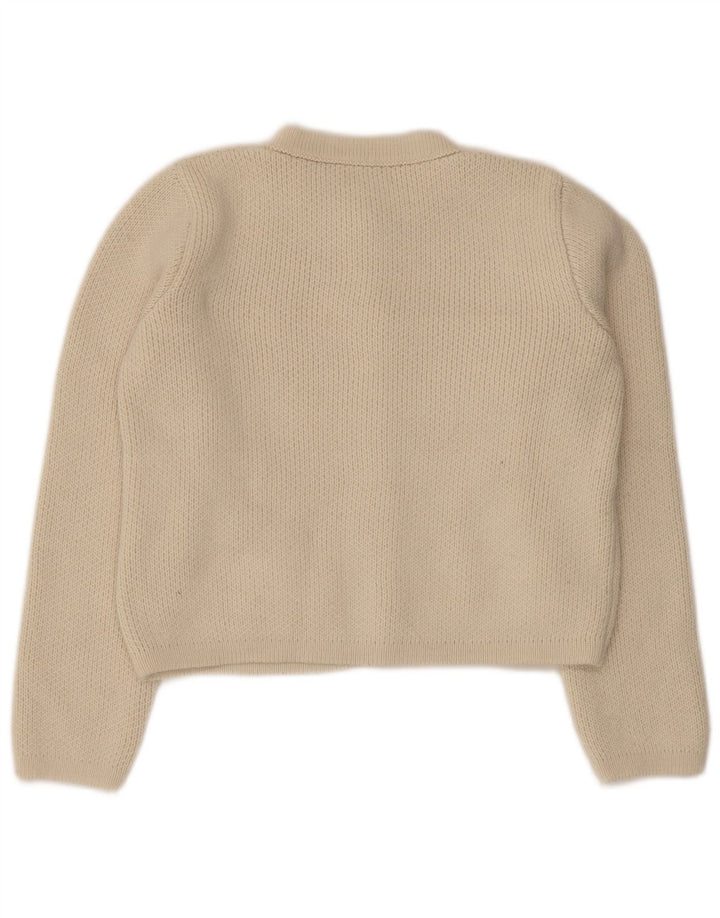 Zara Damen Crop Cardigan Pullover UK 12 Medium Beige Acryl