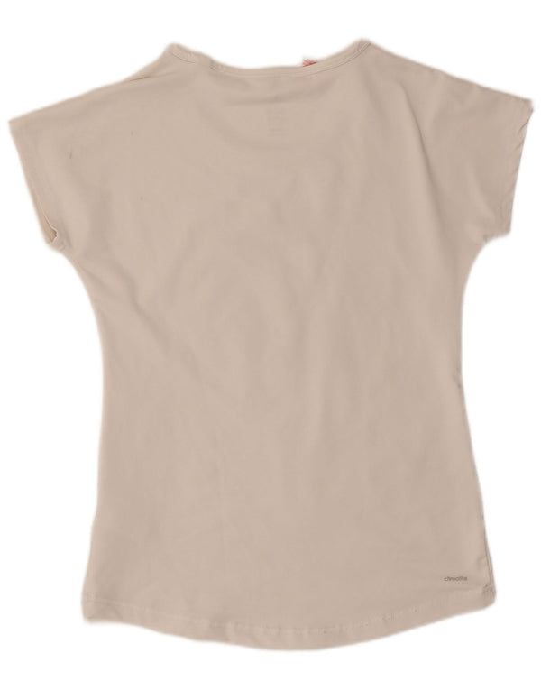 Adidas Mädchen-T-Shirt mit Grafik, 13–14 Jahre, weißes Colourblock-Polyester