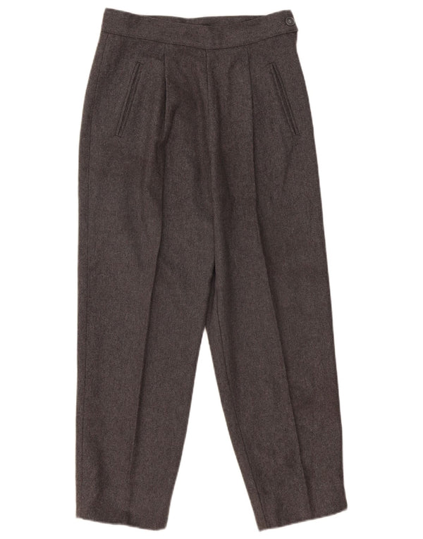 Vintage Damen-Anzughose mit hoher Taille, W28, L25, graue Wolle