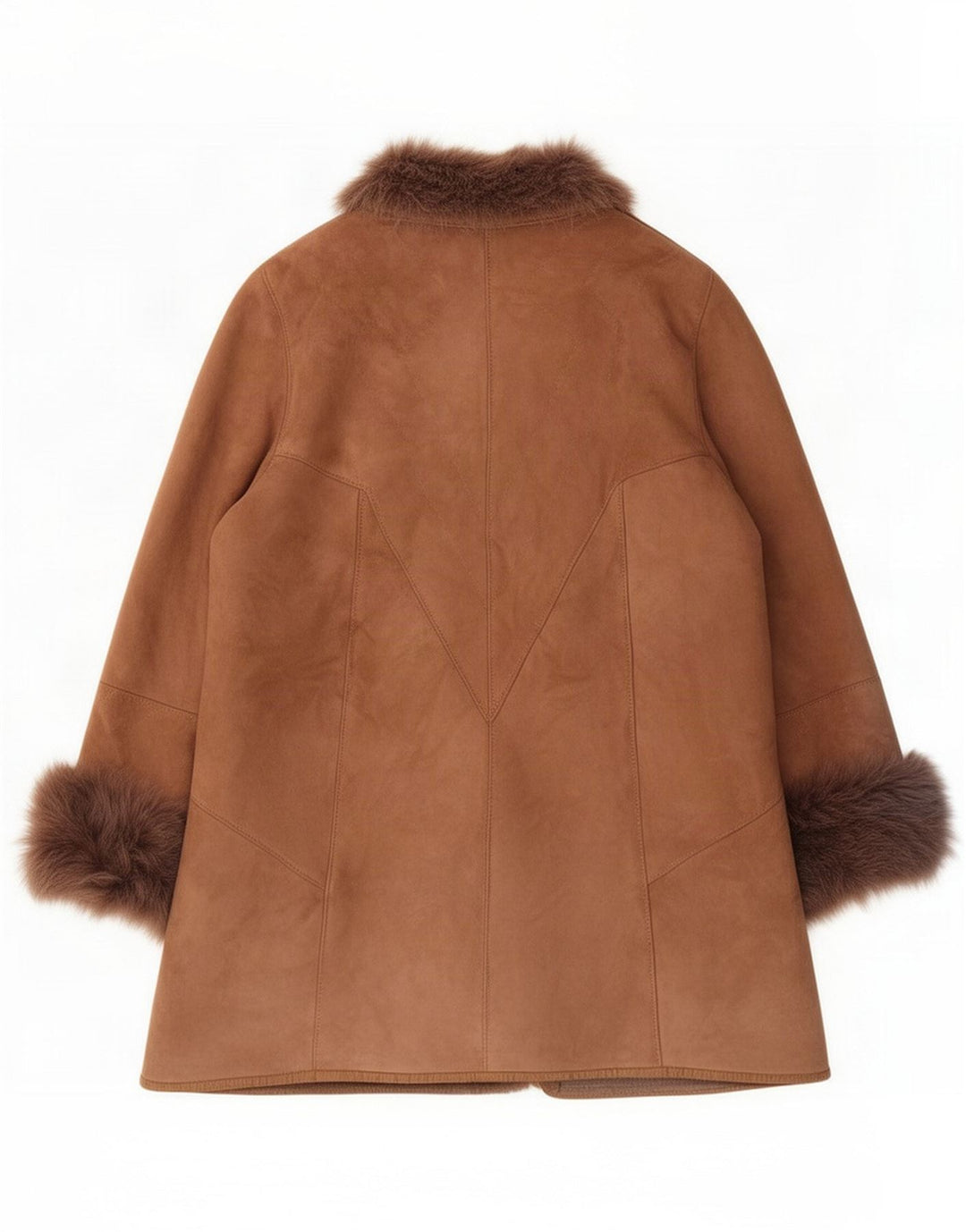 Vintage Damen Übergroßer Lammfellmantel IT 44 Mittelbraunes Leder