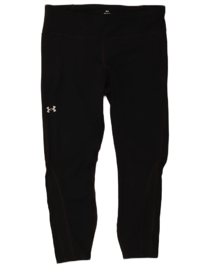 Under Armour Damen Kompressions-Capri-Leggings UK 16 Large Schwarz Polyester