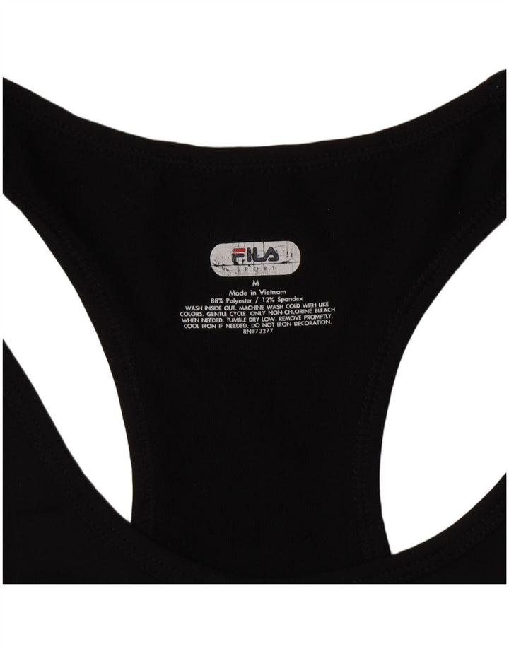 Fila Damen-Trägershirt UK 12 Mittelschwarzes, geblümtes Polyester