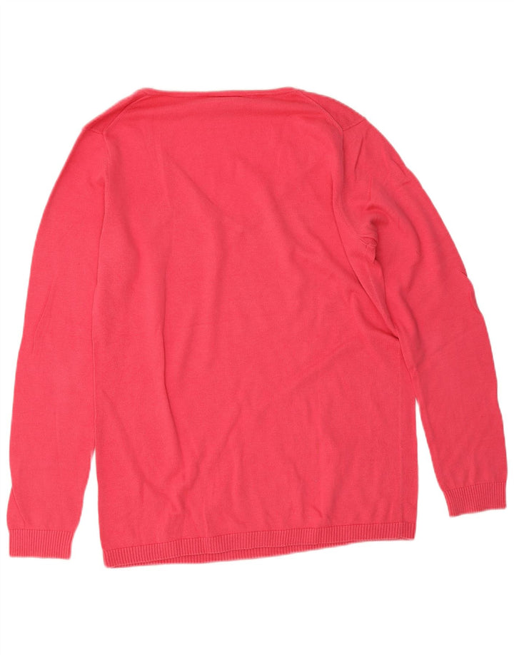 Lacoste Damen-Pullover mit V-Ausschnitt, Größe 42, große rosa Baumwolle
