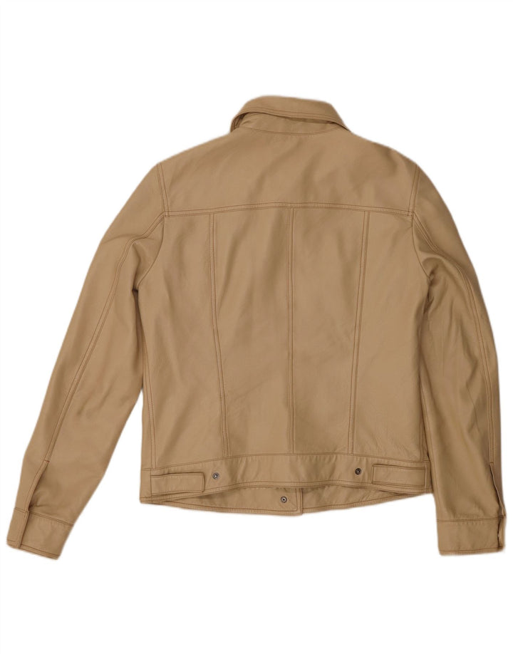 Vintage Damen Lederjacke IT 44 Medium Beige Leder