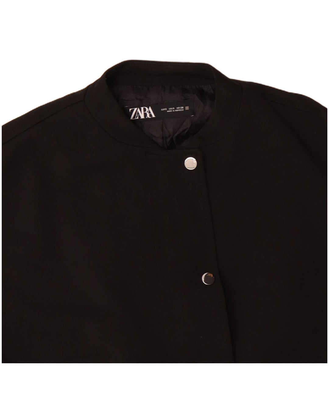 Zara Damen Übergroße Bomberjacke UK 10 Small Schwarz Acetat