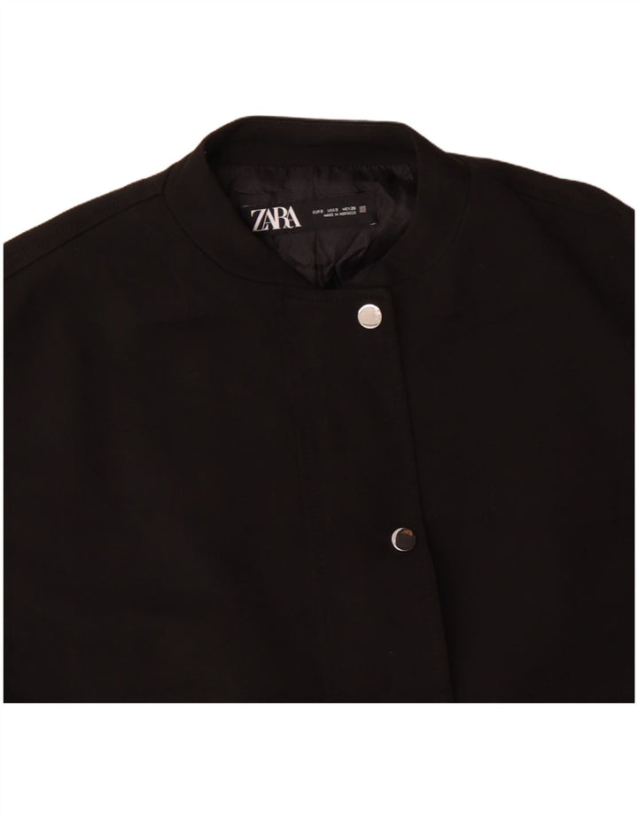 Zara Damen Übergroße Bomberjacke UK 10 Small Schwarz Acetat