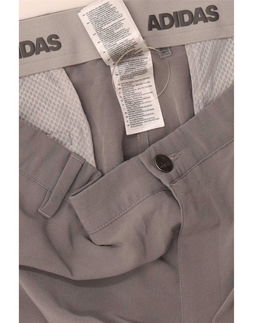 Adidas Herren Straight Chino Hose W38 L32 Grau Polyester