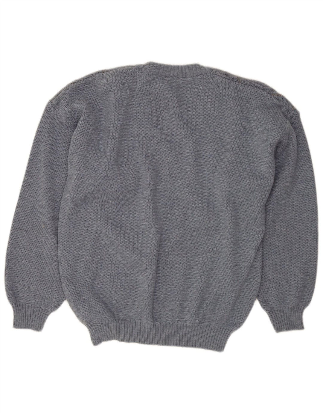 VINTAGE Herren-Pullover mit V-Ausschnitt IT 50 Mittelblaue Argyle-/Diamantwolle