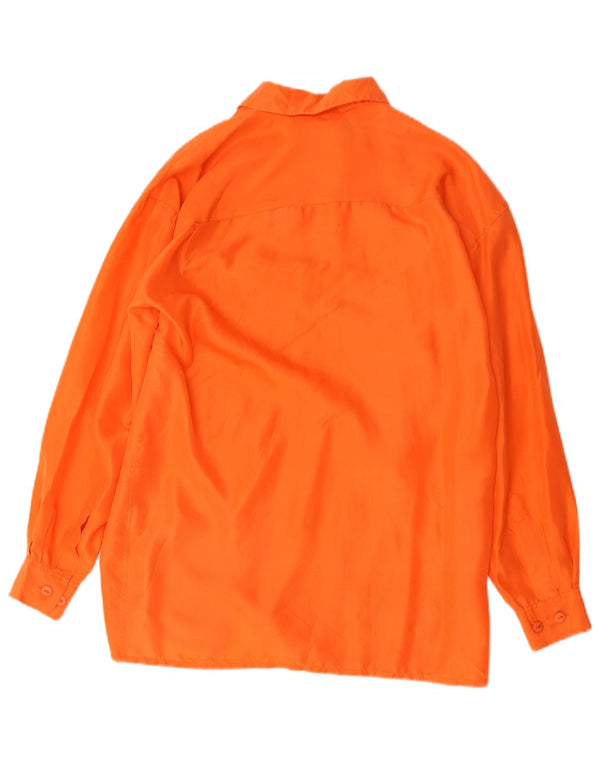 Witty Girl Damen Longline Relaxed Fit Hemd UK 10 Small Orange Seide