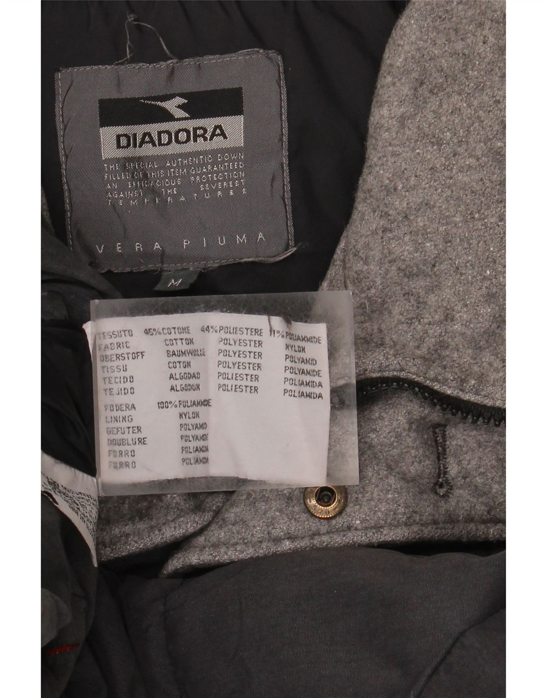 DIADORA Wattierter Herrenmantel UK 38 Mittelgraue Baumwolle