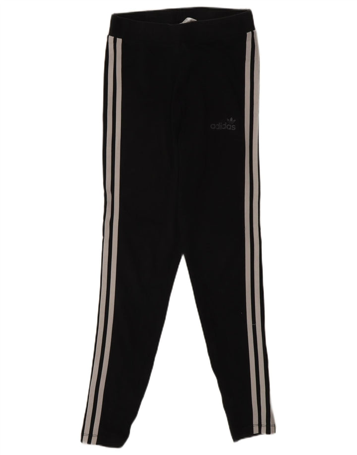 Adidas Damen Leggings UK 10 Small Schwarz Baumwolle