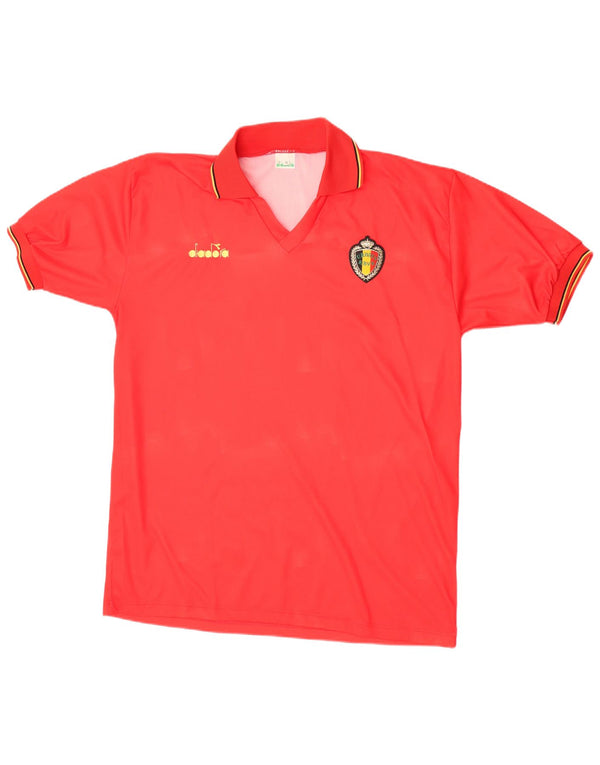 Diadora Herren Belgien 1992-1994 Heim-Kurzarmtrikot XL Rot Sport