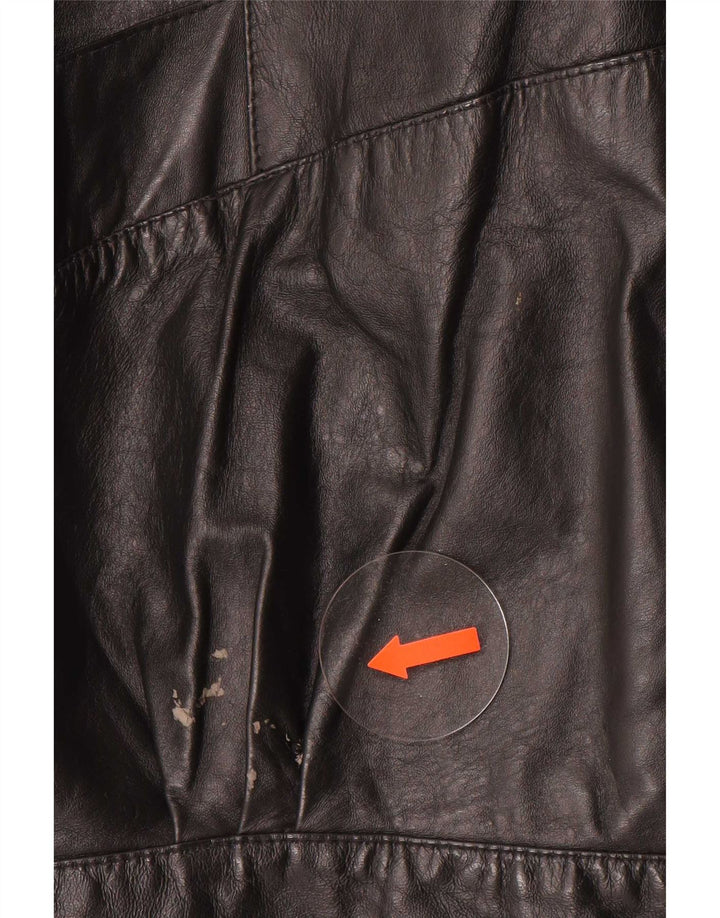 Vintage Damen Übergroße Lederjacke UK 16 Large Schwarz