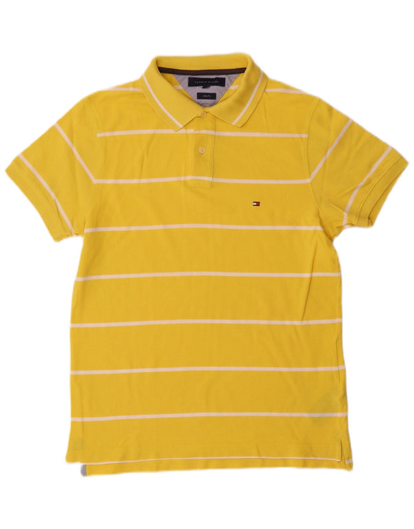 Tommy Hilfiger Herren Kurzarm-Slim-Fit-Poloshirt Mittelgelb gestreift