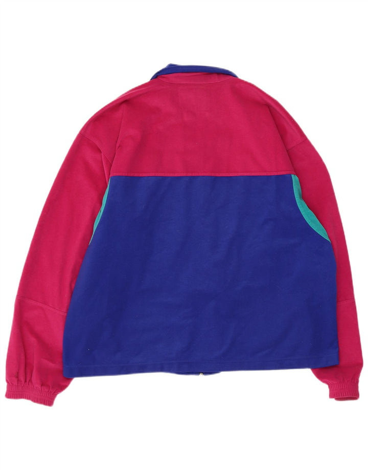 Vintage Herren Unisex Velours-Trainingsanzug-Top-Jacke, groß, blau, Farbblock