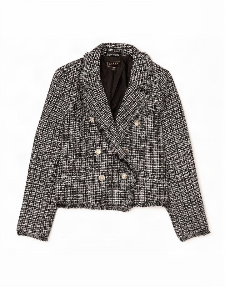 Lipsy Zweireihiger Damen-Blazer, Gr. 12, mittelschwarz gefleckt