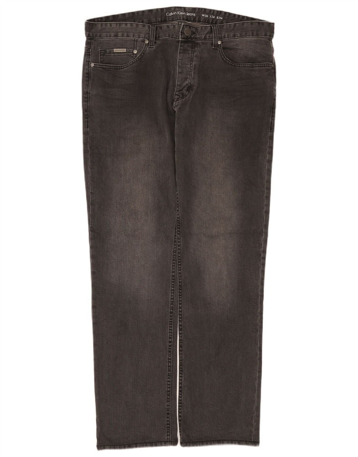 Calvin Klein Herren Slim Jeans W36 L34 Graue Baumwolle
