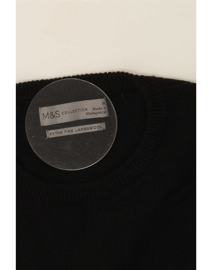 Marks & Spencer Herren-Pullover mit Rundhalsausschnitt, mittelschwarze Lammwolle