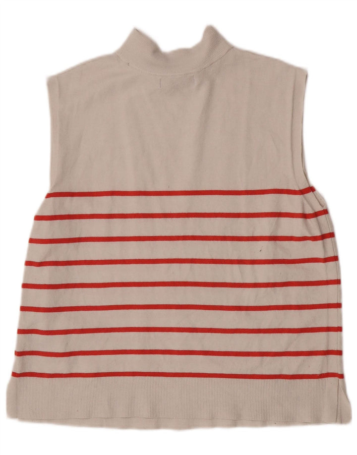 Marks & Spencer Damen Weste Top UK 14 Mittelbeige gestreifte Viskose