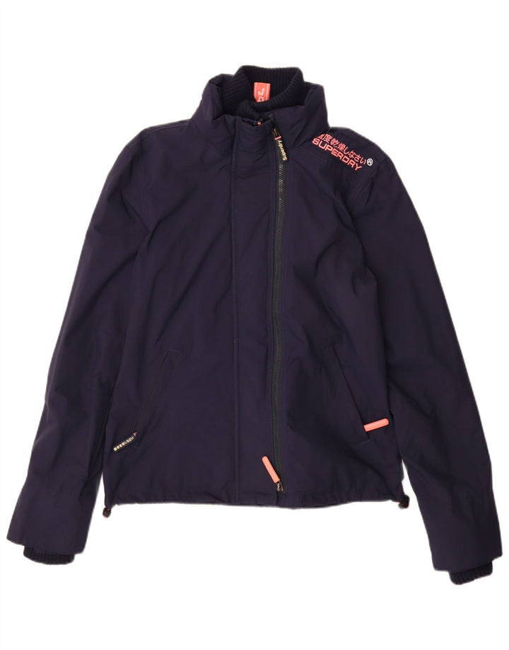 Superdry Damen Windcheater Windjacke UK 10 Small Marineblaues Nylon