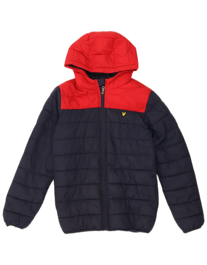 Lyle & Scott Wattierte Jacke mit Kapuze für Jungen, 12–13 Jahre, Marineblau, Farbblock
