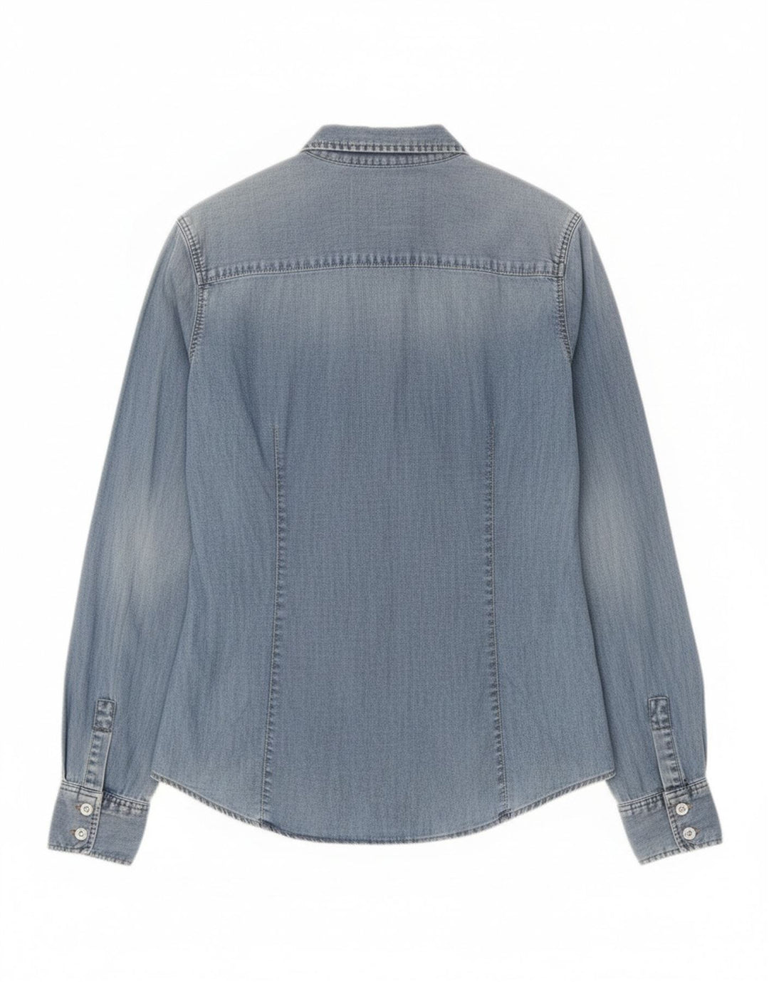 Zara Damen Jeanshemd UK 14 Große blaue Baumwolle