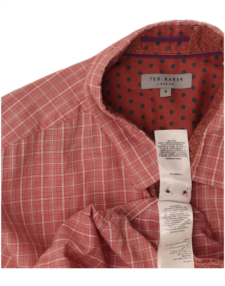 TED BAKER Herrenhemd Größe 5 XL rosa karierte Baumwolle