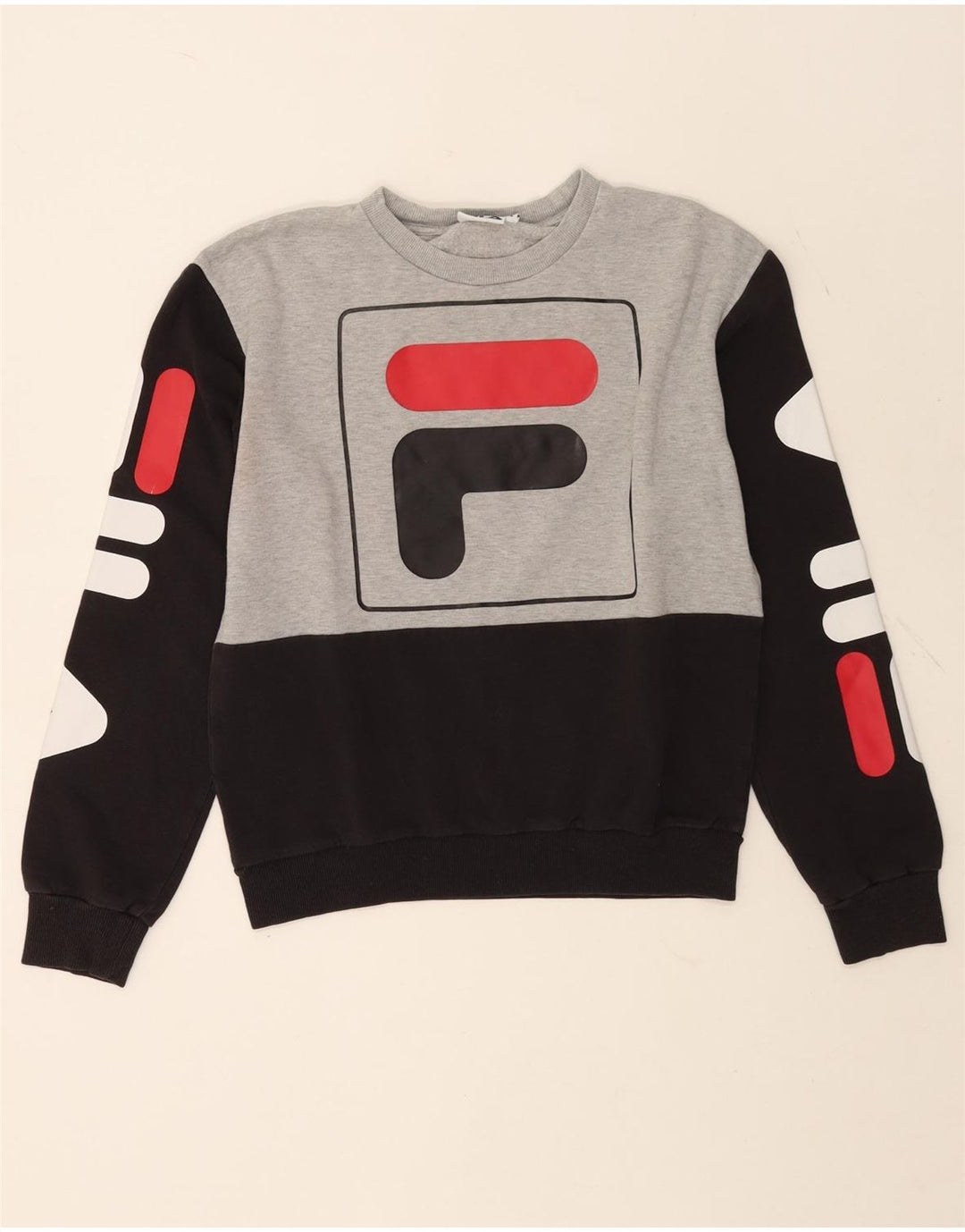 Fila Damen Grafik-Sweatshirtpullover UK 10 Small Grau Farbblock