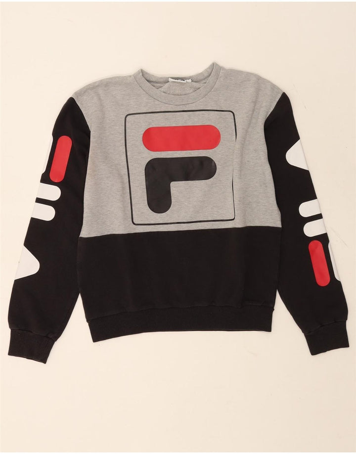 Fila Damen Grafik-Sweatshirtpullover UK 10 Small Grau Farbblock