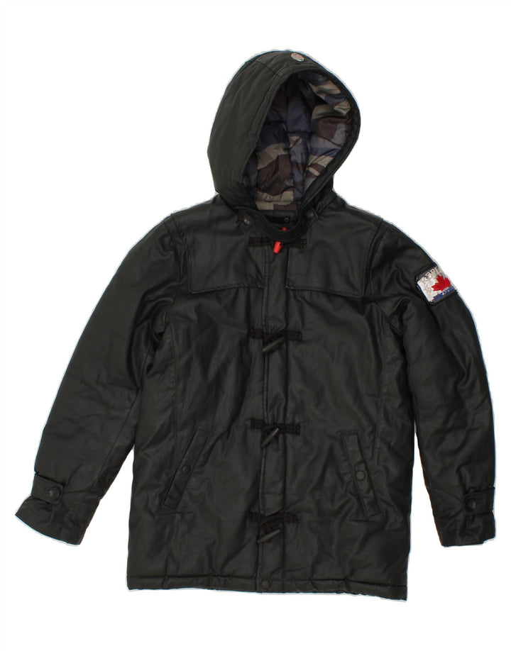 REPLAY Boys Hooded Duffle Jacket 11-12 Years Black Polyester Vintage Replay and Second-Hand Replay from Messina Hembry 