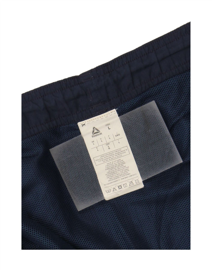REEBOK Mens Sport Shorts Large Navy Blue Polyester