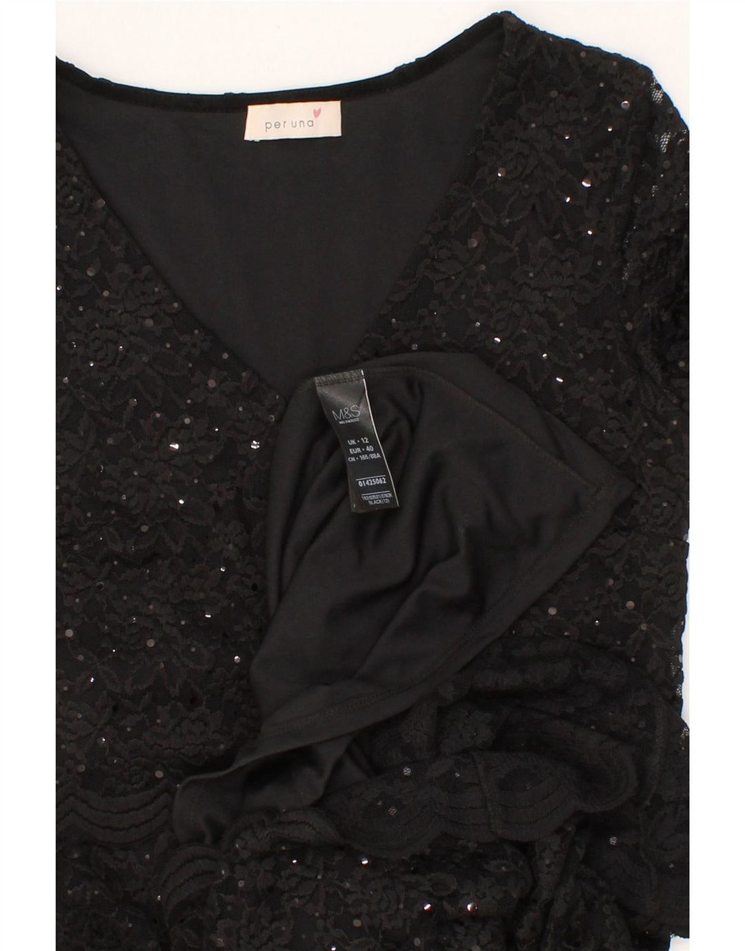 PER UNA Womens 3/4 Sleeve Maxi Dress UK 12 Medium Black Polyester Vintage Per Una and Second-Hand Per Una from Messina Hembry 